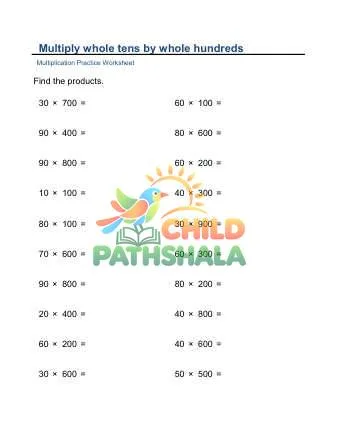 Preview of Multiply Whole Tens Hundreds Thousands