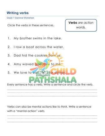 Preview of Grammar Worksheet Grade 1 Verbs 2