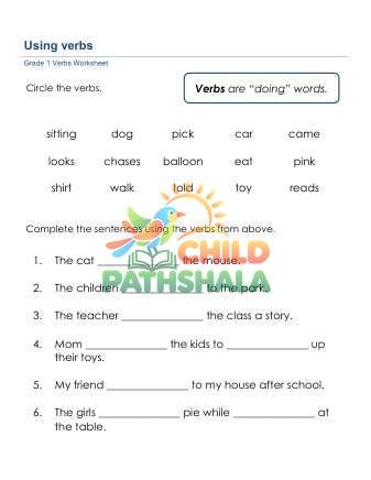 Grammar Worksheet Grade 1 Verbs Sentences 3