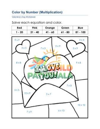 Preview of Valentine Color Number Multiplication