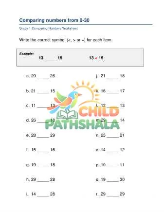 Preview of Comparing Numbers