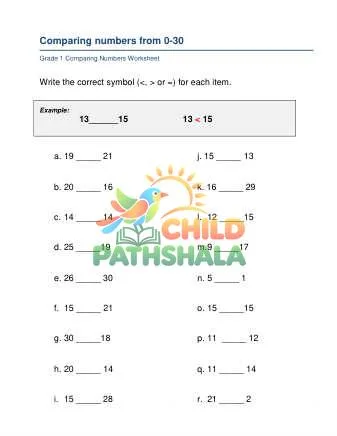 Preview of Comparing Numbers