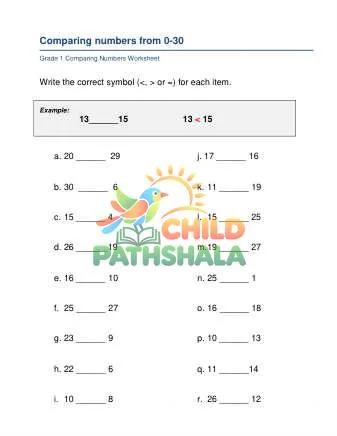 Preview of Comparing Numbers