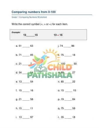 Preview of Comparing Numbers