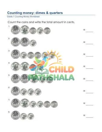 Preview of Counting Money Dimes Quarters