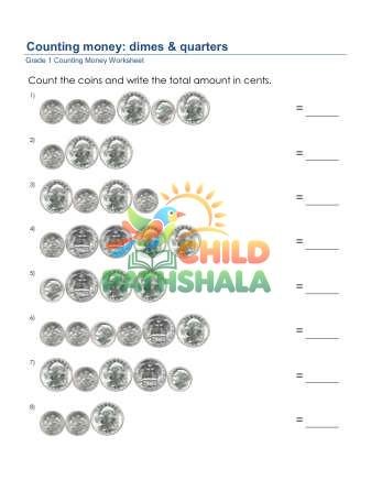 Counting Money Dimes Quarters F