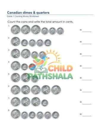 Preview of Counting Money Dimes Quarters Cdn