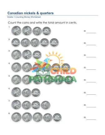 Preview of Counting Money Nickels Quarters Cdn