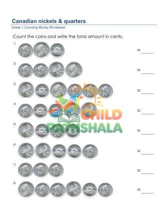 Counting Money Nickels Quarters Cdn D