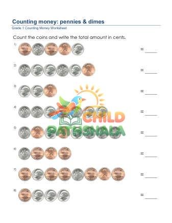 Preview of Counting Money Pennies Dimes D