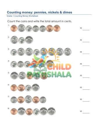 Counting Money Pennies Nickels Dimes F