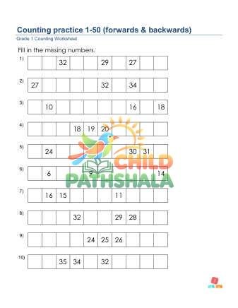 Preview of Counting Practice 1 50 F