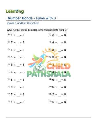 Preview of Number Bonds Sum 8 C