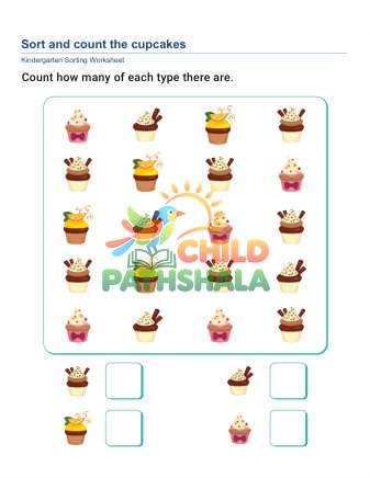 Sort Count 4 Categories E Worksheet for Grade 1