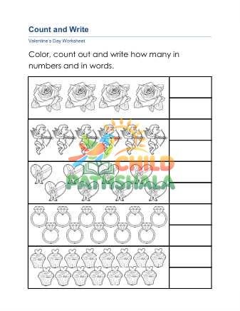 Preview of Valentine Count Color Write