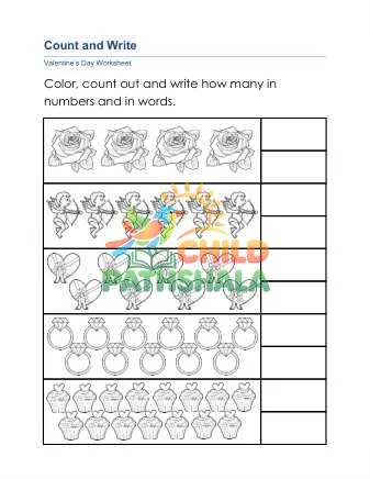 Preview of Valentine Count Color Write