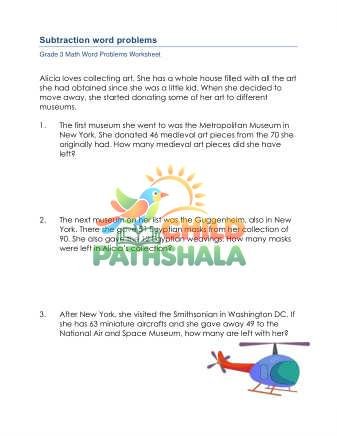 Preview of Grade 3 Subtraction Word Problems