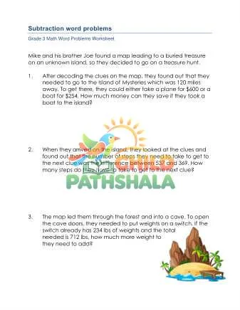 Preview of Grade 3 Subtraction Word Problems