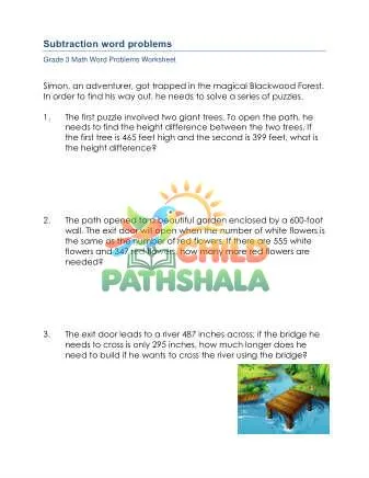 Preview of Grade 3 Subtraction Word Problems