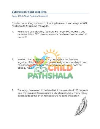 Preview of Grade 3 Subtraction Word Problems