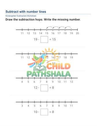 Preview of Number Lines Subtraction F
