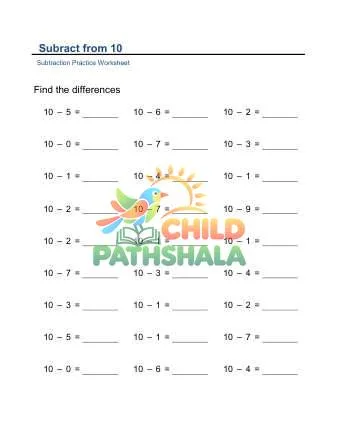 Preview of Subtract From 10