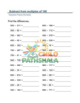 Preview of Subtract Multiples 100 C