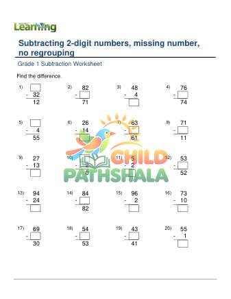 Subtracting 2 Digit Numbers Missing Numbers No Regrouping D