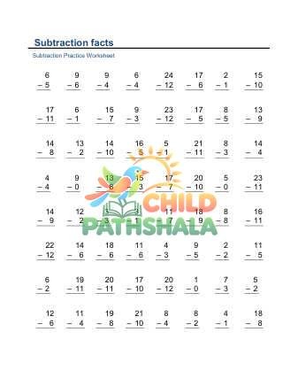Preview of Subtraction Facts F