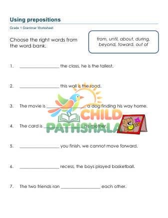 Preview of Prepositions B