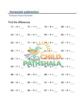 Subtraction Horizontal B
