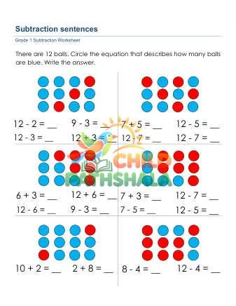 Preview of Subtraction Sentences G