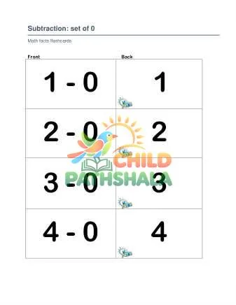Preview of Subtraction Set 0