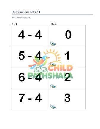 Preview of Subtraction Set 4 5