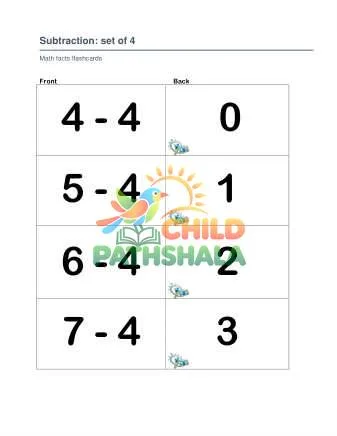 Preview of Subtraction Set 4