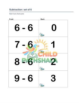 Preview of Subtraction Set 6 7