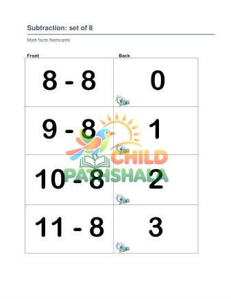 Preview of Subtraction Set 8 9