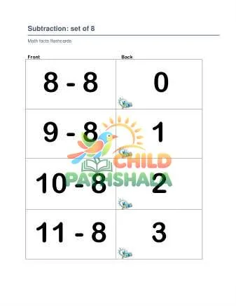 Preview of Subtraction Set 8