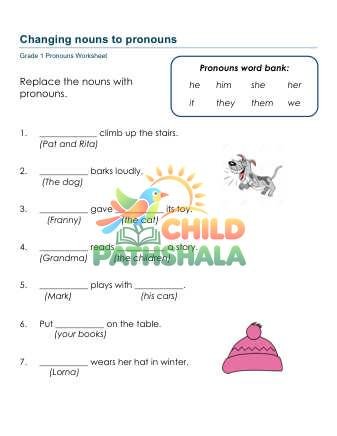 Pronouns C Worksheet for Grade 1