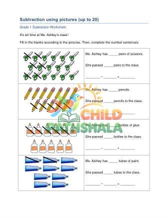 Preview of Subtraction Using Pictures Upto 20 3
