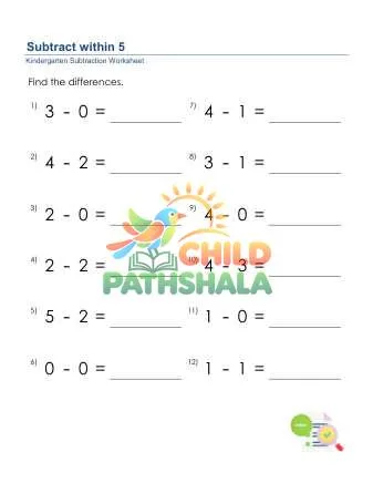 Preview of Subtraction Within 5