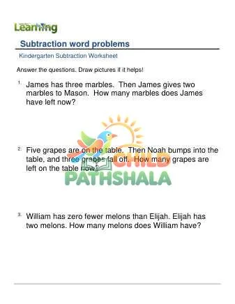 Preview of Subtraction Word Problems