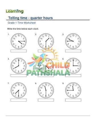 Telling Time Quarter Hours F