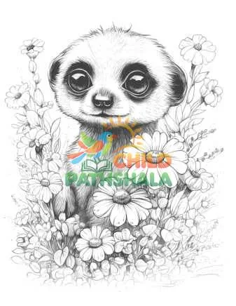 Preview of Baby Merkat With Flowers Baby Flower Meerkats Dark