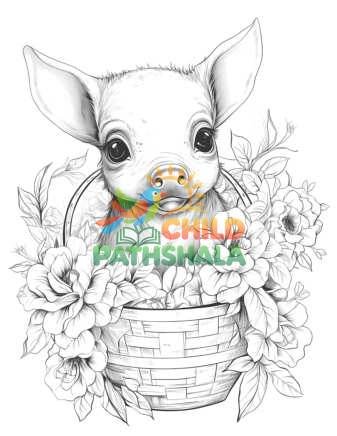 Preview of Baby Pig With Flowers Baby Flower Piglets Dark