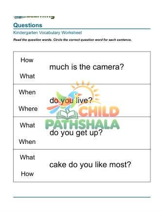 Question Sentences 2 Worksheet for Grade 1
