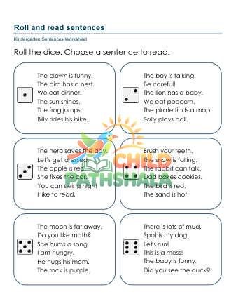 Preview of Roll Read Sentences