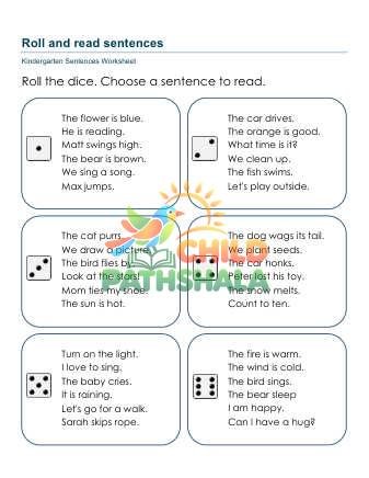 Roll Read Sentences Vuh Worksheet for Grade 1