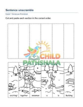 Sentence Unscramble A Worksheet for Grade 1