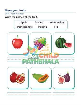 Fruits Vegetables E Worksheet for Grade 1